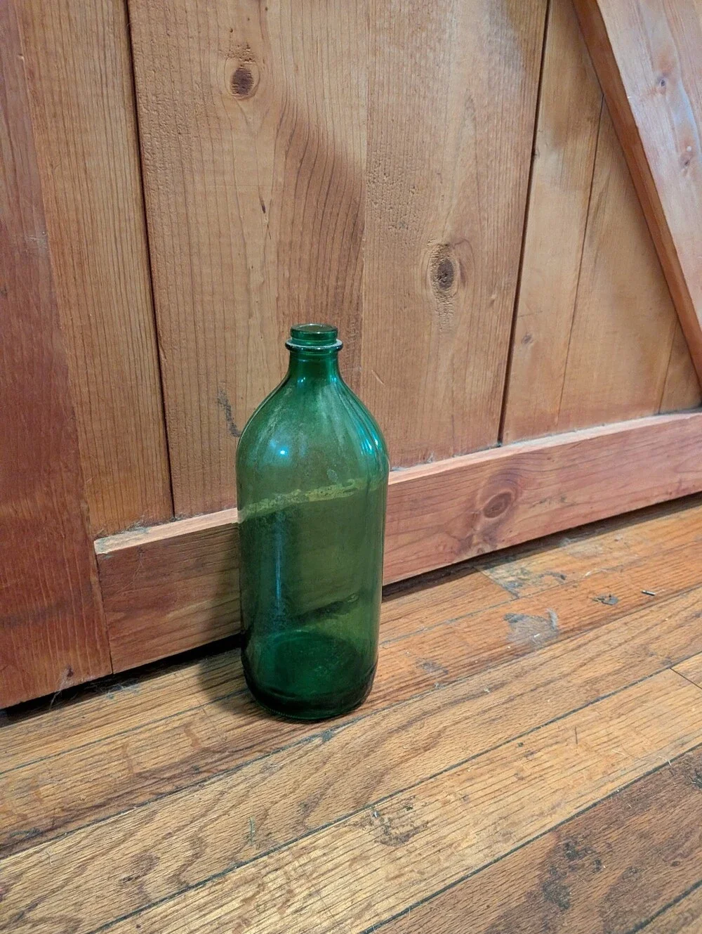 Hand-Blown Green Glass Bottle Vase for Home Accents